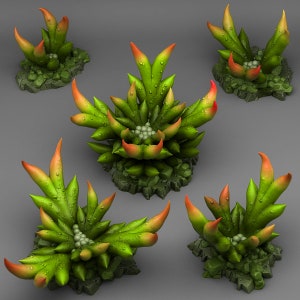 Creepy Bromeliad (5 Models) by Print Your Monsters | Dungeons and Dragons | D&D | DnD | Tabletop Games | Wargames | Scatter Terrain