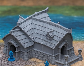 Fisher Tavern Inn Terrain DnD | 15mm 28mm 32mm Fantasy Village Building | Tabletop RPG Scenery