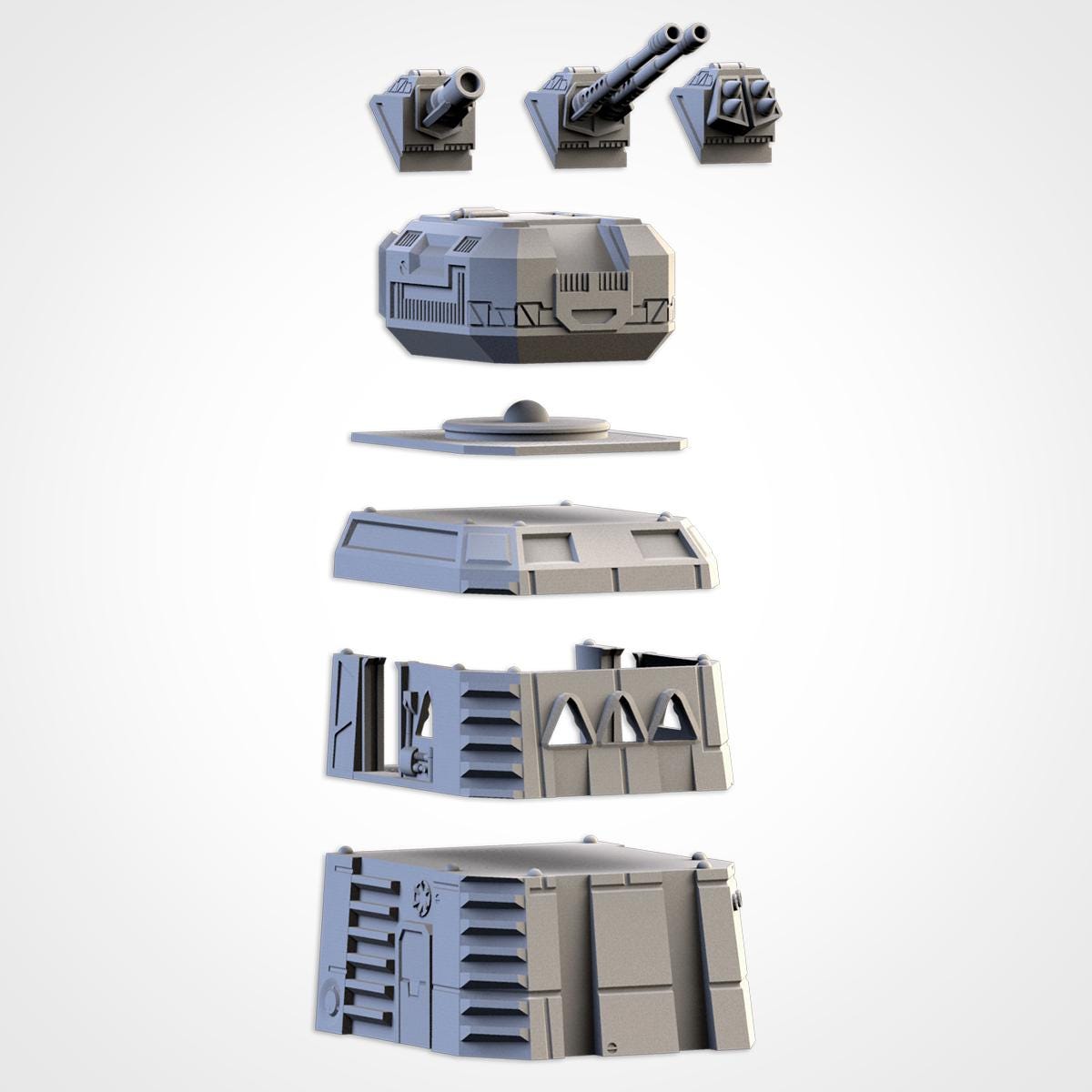 Modular Sci Fi Turret Towers Scatter Terrain for Tabletop Wargames and ...
