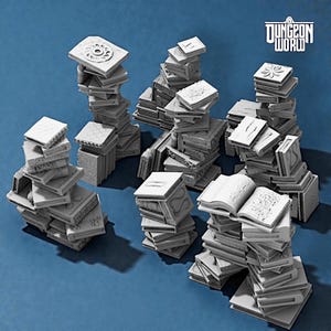 Pilas de libros de fantasía dispersas / 15 mm, 28 mm, 32 mm, decoración de terreno de biblioteca DnD