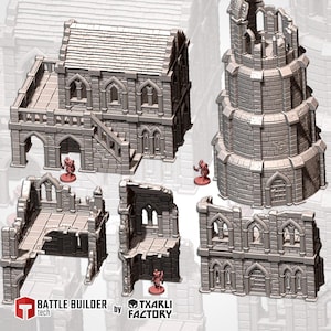 Ville de la Terre du Milieu (6 modèles) | Post-apocalyptique | Jeux de guerre | MdD | Donjons et dragons | Terrain dispersé | Diorama