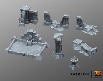 Cemetery & Graveyard Terrain | Props Forgotten Temple | 28/32mm DnD RPG Dark Fantasy