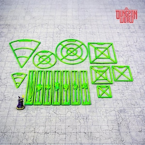 Modelli di aree di incantesimi AOE: marcatori di effetti di incantesimi modulari per giochi di ruolo da tavolo