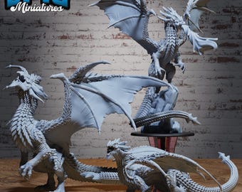 Obsidian Dragon Miniature (3 Poses) • Demons Of Torment, Resin 28-32mm