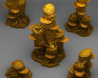 Forest Scatter Set | Underdark Terrain | Enchanted Mushroom Logs | 28mm / 32mm | DnD, RPG Tabletop Scatter