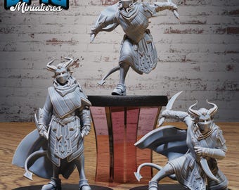 Tiefling Assassin Miniature (3 Poses) • Resin D&D RPG Figure