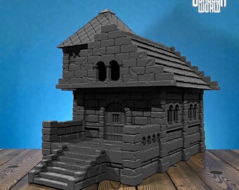 Village House Terrain DnD | 15mm 28mm 32mm Fantasy Cottage Building | Tabletop RPG Scenery