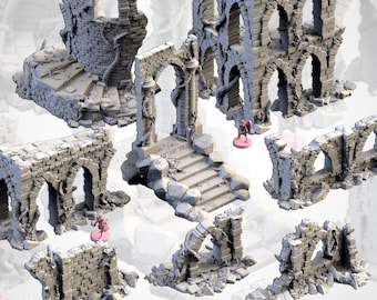 Ruinas de ciudad abandonada / Terreno de templo en la jungla / Dispersión de ciudad antigua de DnD / RPG, TTRPG