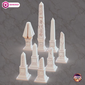 Oasis Obelisken (8 Modelle) • Amethyst Oasis • von 3DHEXES | Dungeons und Drachen | D&D | Kriegsspiele | Tabletop Spiele | Streu Terrain