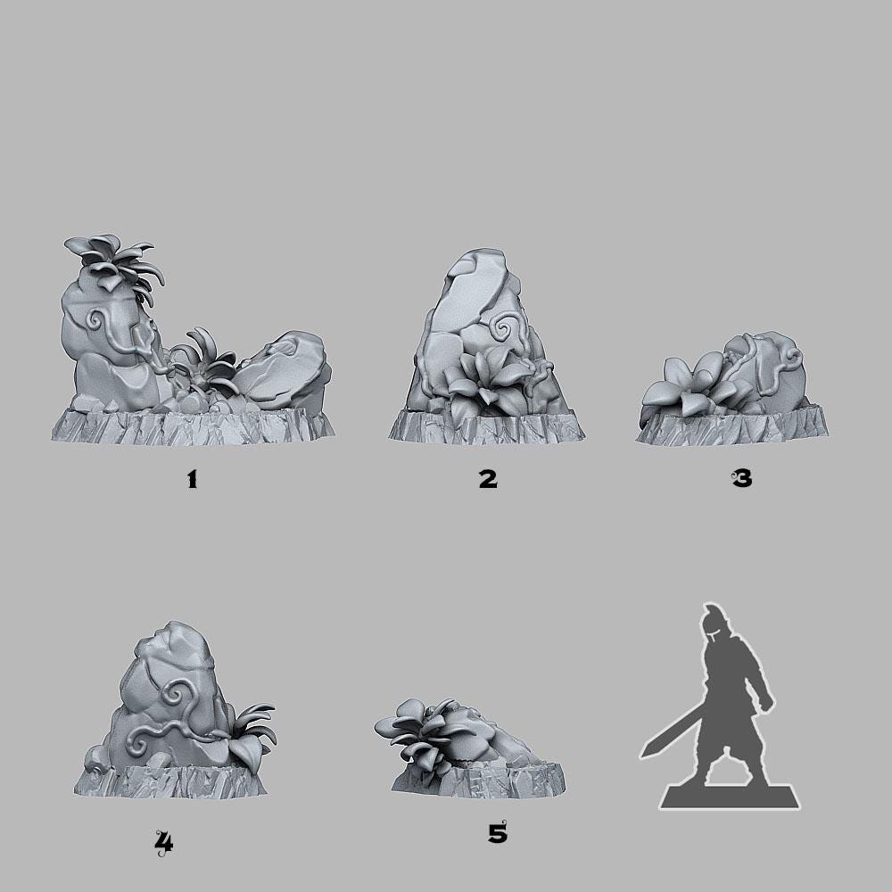 Mini Rocks Scatter Image Rock Scatter Terrain | 3D Printed Stone Set | Tropical Rocks | 28mm ...
