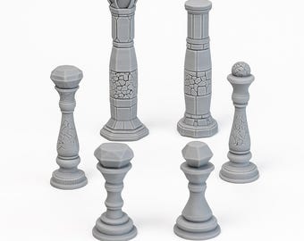 Filary i kolumny | Ozdobne kolumny oazy | Modułowy teren starożytnych lochów | Rozrzut RPG 28/32 mm DnD