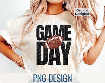 Fotbollsmatchdag PNG, Faux Glitter Design (digital nedladdning)