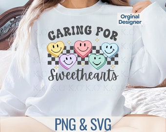 Enfermera de San Valentín PNG, Corazones de caramelo retro, Trabajador de la salud (Descarga digital)