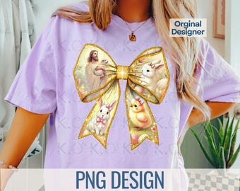 Christian Easter Coquette Bow Png, Shirt Design (Digital Download)