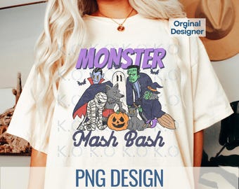 Retro Monster Mash Halloween PNG, Spooky Shirt Design (Digital Download)