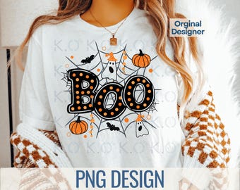 Boo Ghost PNG, Groovy Halloween-tröjadesign (digital nedladdning)