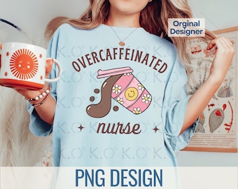 Retro Coffee Nurse PNG, Funny Design (Digital Download)