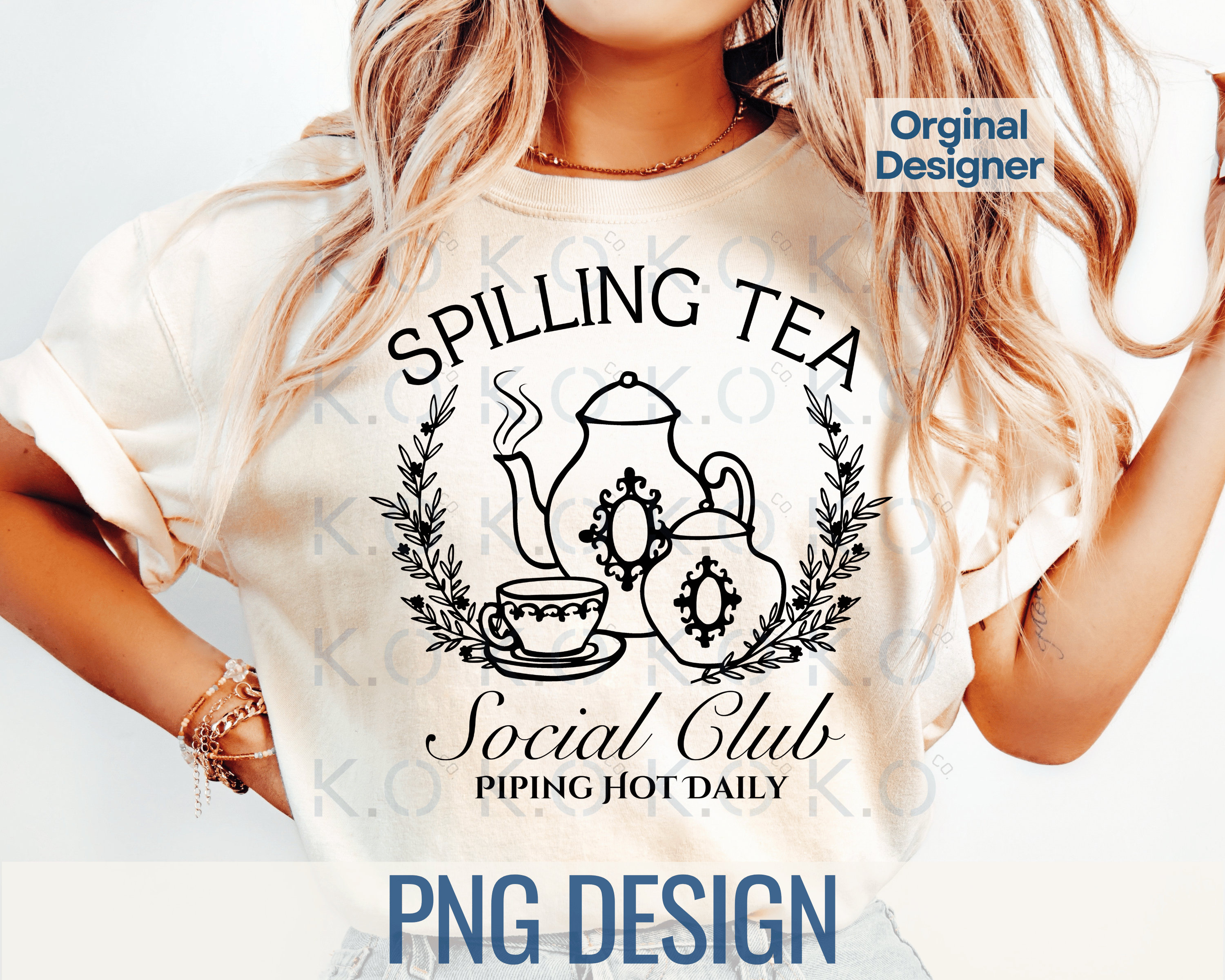 Spilling Tea PNG Design, Caffeinated Shirt, Book Lover Gift (digital