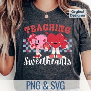 Teaching Sweethearts Png, Retro Valentine Teacher Png Sublimination, Teacher Png, Candy hearts png, Valentine Heart Png, Teacher svg