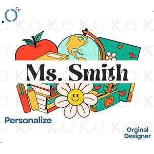 Retro Personalized Teacher PNG, Custom Name Design (Digital Download)