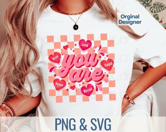 Retro Valentine Hearts PNG, Teacher Design (Digital Download)