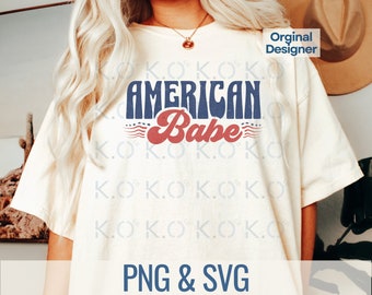 American Babe Retro 4th of July PNG (Digital Download)