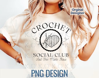 Diseño PNG de Crochet Social Club, clipart de tejido (descarga digital)