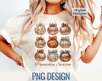 Fall Pumpkin Bows PNG, Coquette Halloween Design (Digital Download)