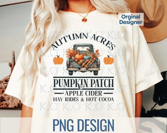 Pumpkin Truck Fall PNG, Autumn Design (Digital Download)