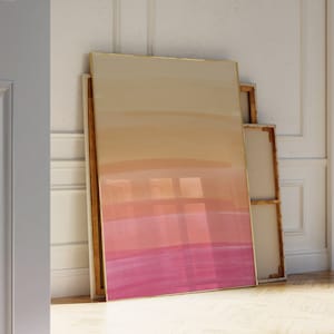 Golden Hour Watercolor Art Print, Warm Ombre Sunrise Printable Wall Art, Brush Strokes Aesthetic Wall Decor, Warm Colors Abstract Poster