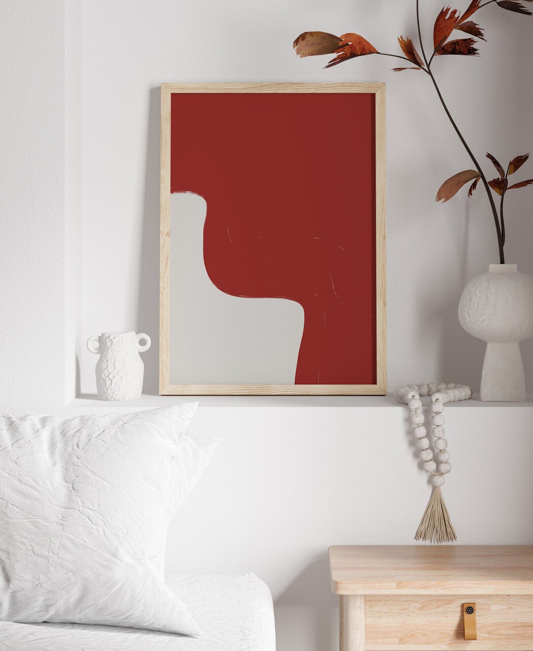 Red Abstract Art Prints Brush Strokes Printable Wall Art Etsy