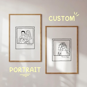 Benutzerdefinierte Polaroid Rahmen Paar BFF Porträt, personalisierte Line Art Print Muttertagsgeschenk, Liebhaber Bester Freund Wandkunst, einzigartiges bedeutungsvolles Geschenk