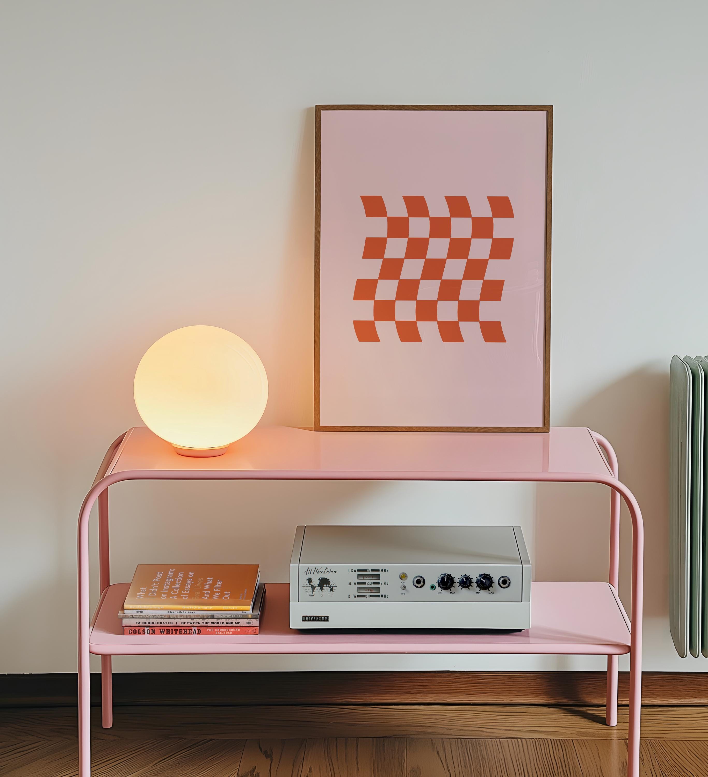 Preppy Checkards Pink Funky Checkered Wall Art, Preppy Retro Checked Printable Wall Art ...