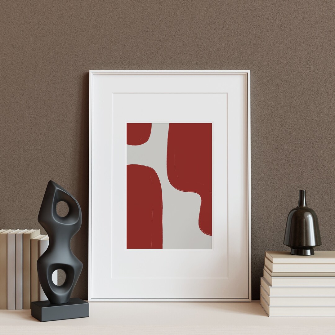 Red Abstract Art Prints Brush Strokes Printable Wall Art Red Etsy