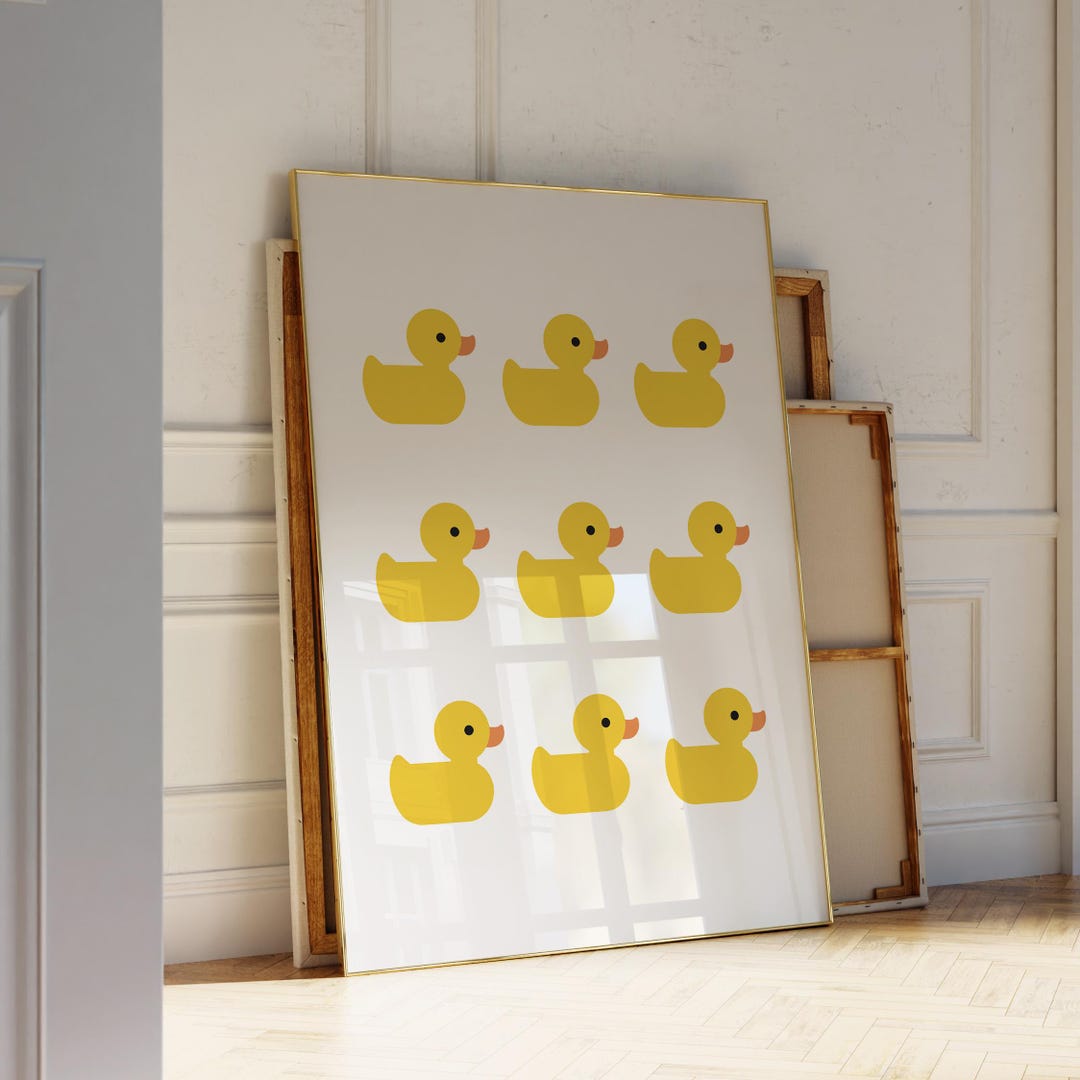 Yellow Rubber Ducks Art Print, Bath Toys Printable Wall Art, Joyful ...