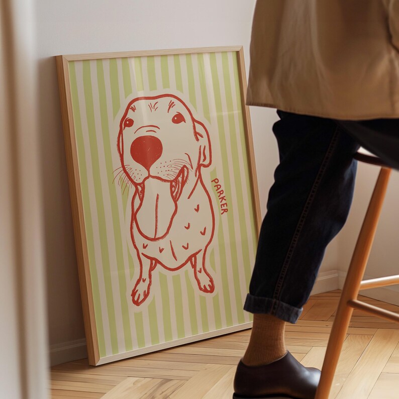 Custom Pet Portrait Art Print, Hand Drawn Personalized Cat Dog ...