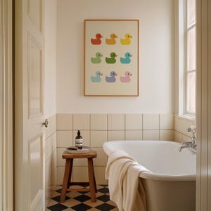 Colorful Rubber Ducks Art Print, Bath Toys Printable Wall Art, Joyful ...