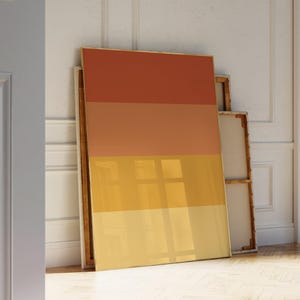 夕焼け色のグラデーションプリントウォールアート、長方形カラーブロックウォールデコレーション、オレンジイエローポスター、マスタードオンブルプリント、ゴールデンアワーポスター
