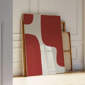 Impressões de arte abstrata vermelha, arte de parede para impressão com pinceladas, arte de parede moderna de meados do século com manchas vermelhas, decoração boho para casa, arte de parede colorida
