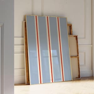 Stampa artistica a righe rosse e blu, stampa artistica da parete con linee verticali moderne, decorazione da parete a righe alla moda, arredamento scandinavo per la casa, poster a righe