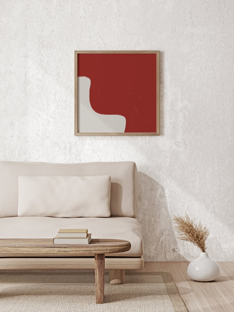 Red Abstract Art Prints Brush Strokes Printable Wall Art Etsy