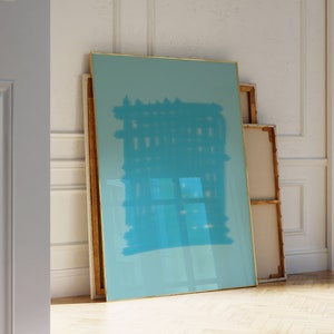 Türkis Neon abstrakte Kunstdrucke, Blautöne trendige druckbare Wandkunst, lebendige Buntstiftmalerei, flippiges Plakat, fröhliche ästhetische Wanddekoration