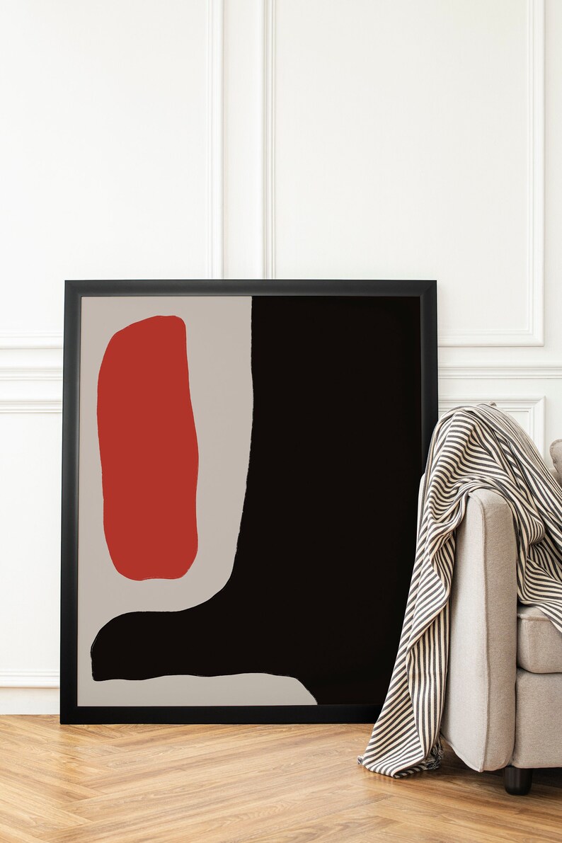 Black and Red Abstract Art Prints Modern Home Decor Etsy