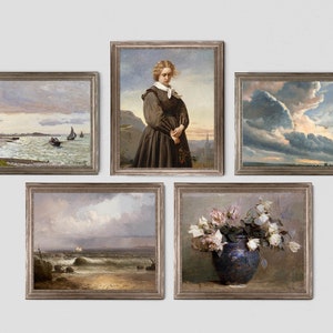 Vintage Coastal Gallery Set, Moody Pastel Gallery, Neutral Gallery Wall,Muted Seascape Print, Neutral beach painting, DIGITAL DOWNLOAD