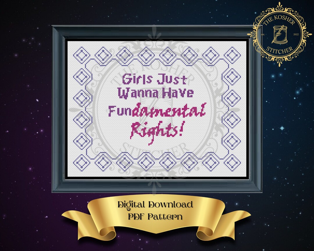 Fundamentsl Rights - PDF Cross Stitch Pattern - Feminist, Womens Rights ...