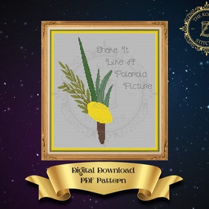 Shake It, Lulav & Etrog, Digital Counted Cross Stitch Pattern, Judaica, Sukkot, Jewish