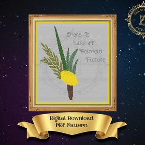 Shake It, Lulav & Etrog, Cross Stitch Pattern, PDF Digital Download, Sukkot, Jewish