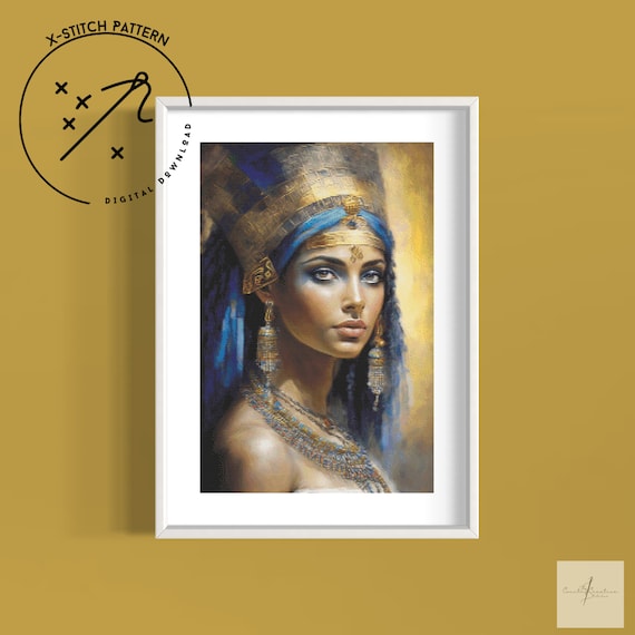Cleopatra Counted X-Stitch Pattern, Full Coverage Cross Stitch, Downloadable Cross Stitch Chart, Large X-Stitch Pattern, DMC, PDF