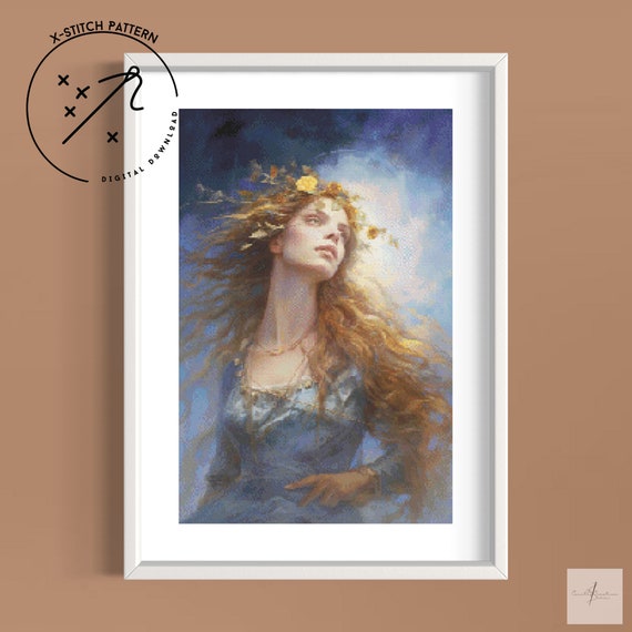 Flower Child, Counted Cross Stitch Pattern, Downloadable Cross Stitch Chart, PDF, Large Full Animal Cover XStitch