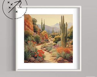 The Cactus Garden Counted Cross Stitch Pattern, Full Cover X Stitch, Downloadable Cross Stitch Chart, Large X-Stitch Pattern, DMC, PDF